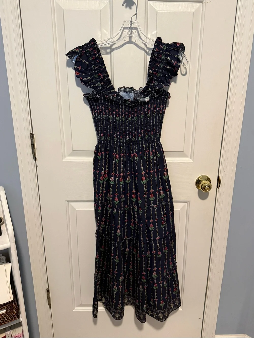 Hill House - The Nap dress- Navy Patterned Midi Skirt - Picture 3 of 4